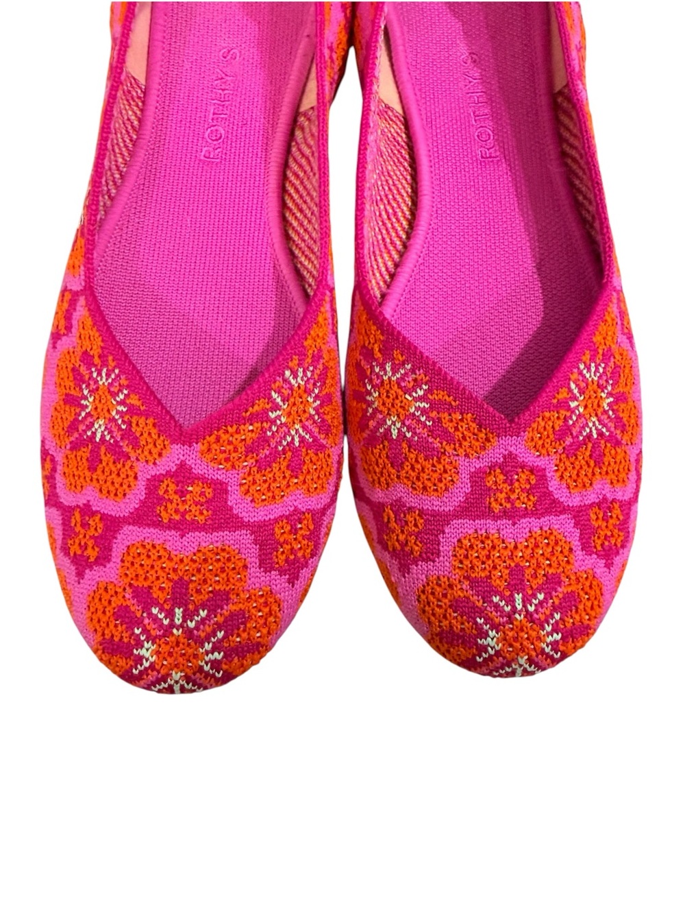 Rothy's Limited Edition Lotus Burst Pink and Orange Floral Knit Ballet Flats - Picture 9 of 9